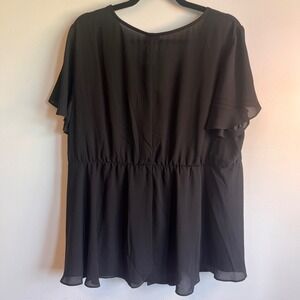Torrid Georgette Blouse Twist Surplice Flutter Sleeve Top Plus‎ Size 2
